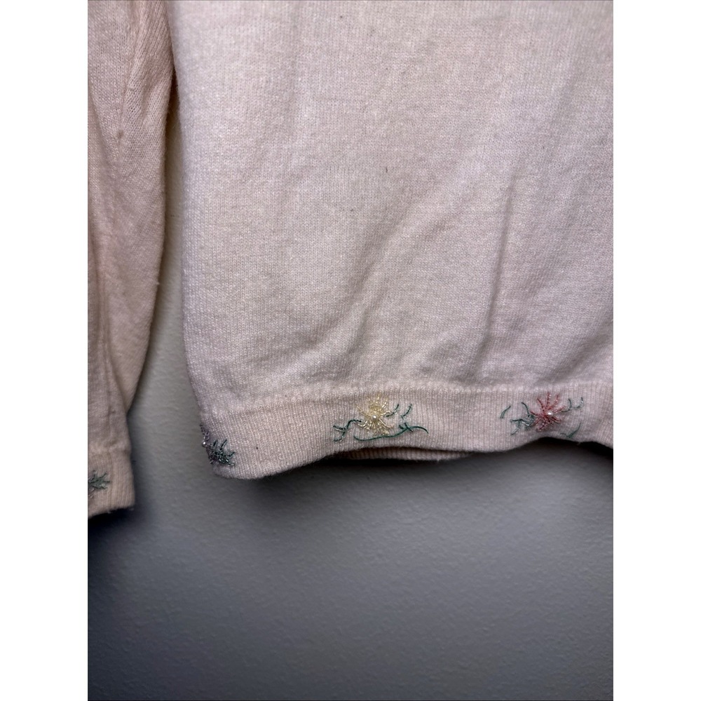 Vintage Hand Beaded Cardigan Sweater Size Small Medium 46 Floral Classic Knit‎ - Picture 12 of 16